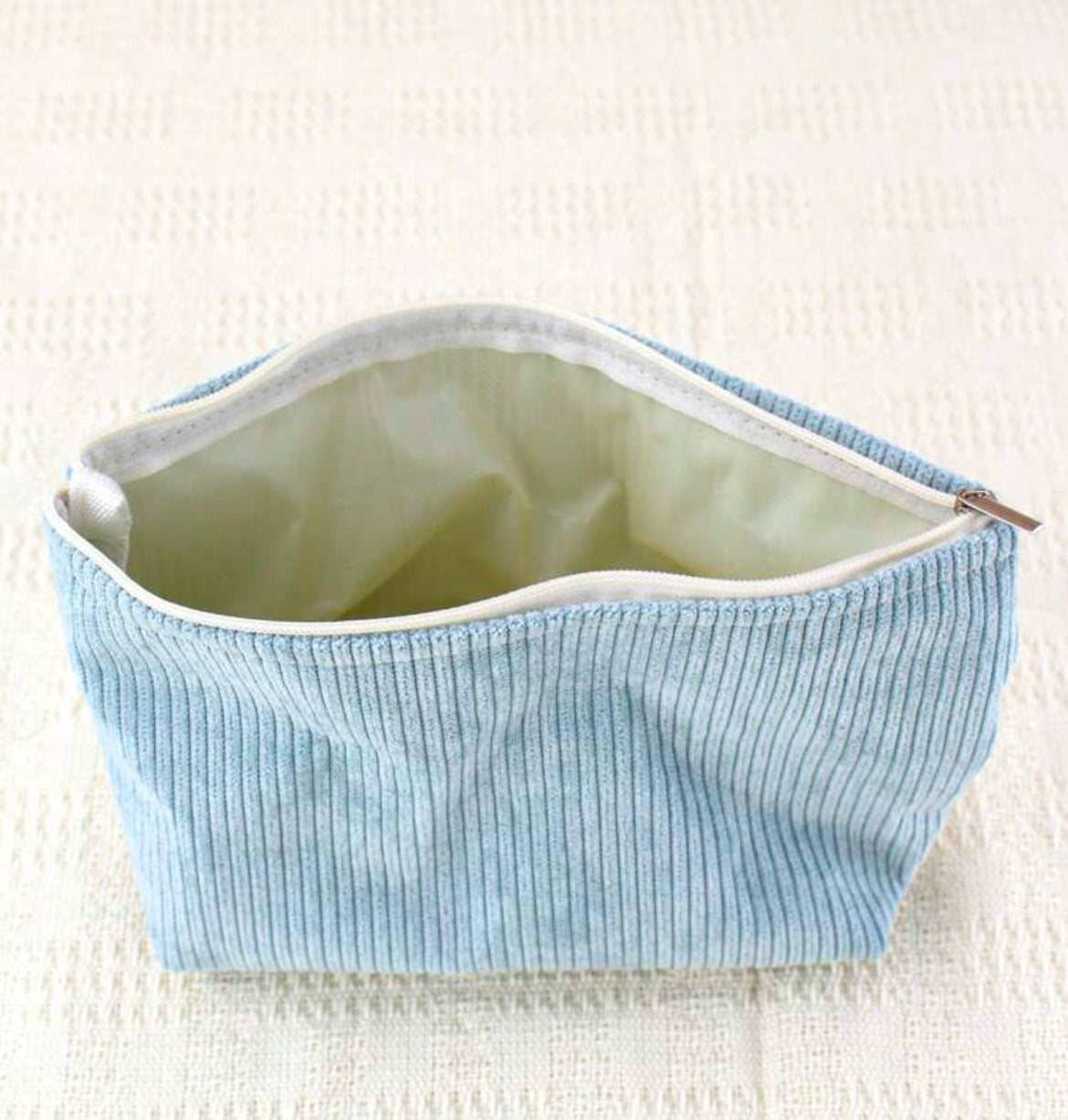 Blue Corduroy Cosmetic Bag