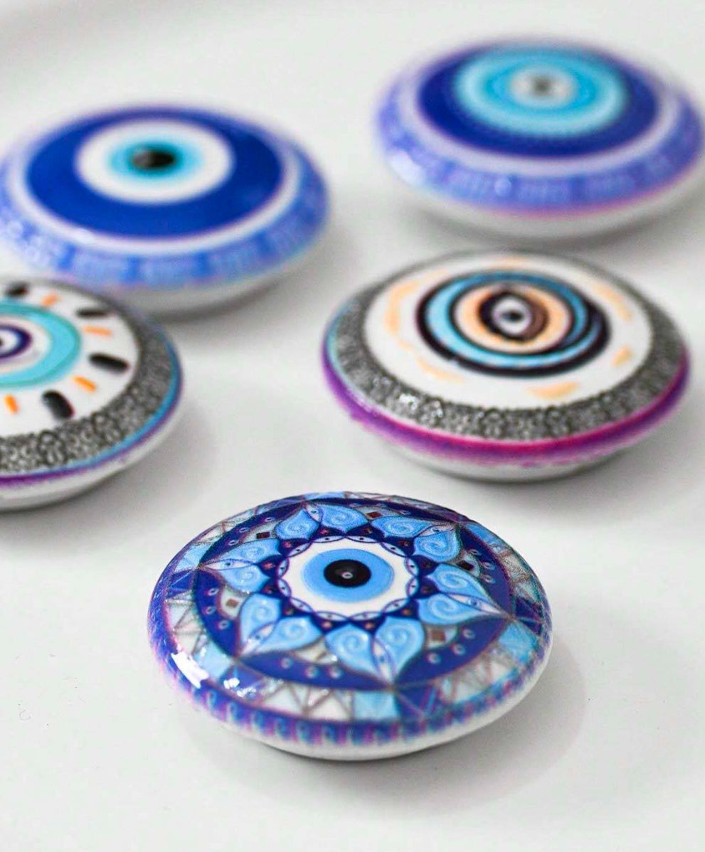 Evil Eye Blue Embossed Fridge Magnet