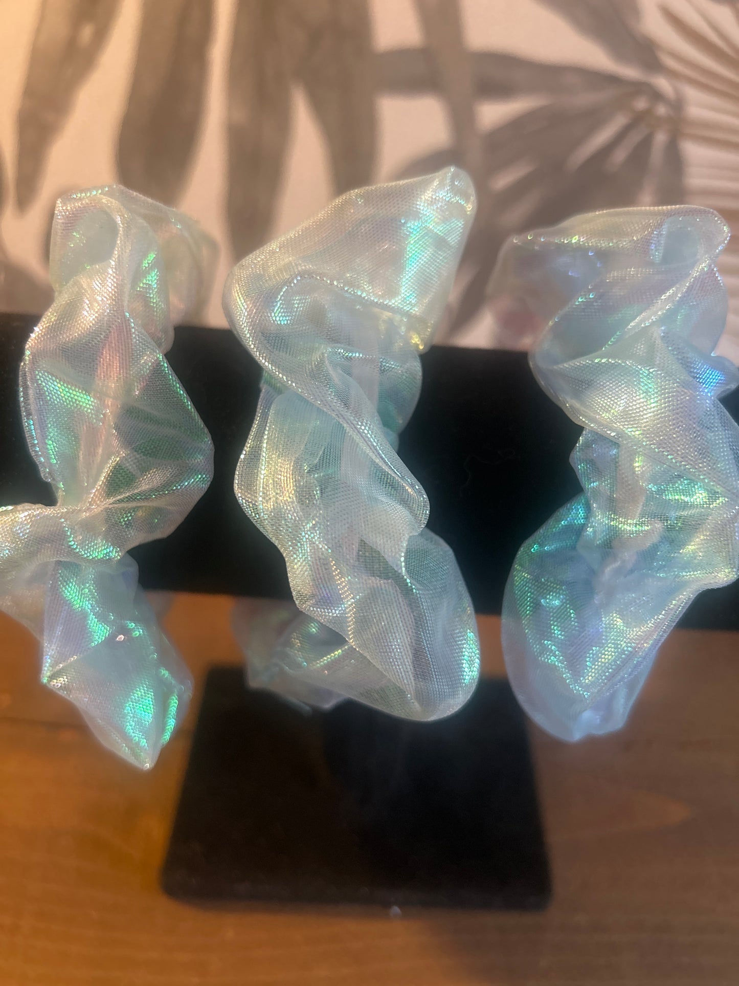 Blue Green Clear Iridescent Scrunchie