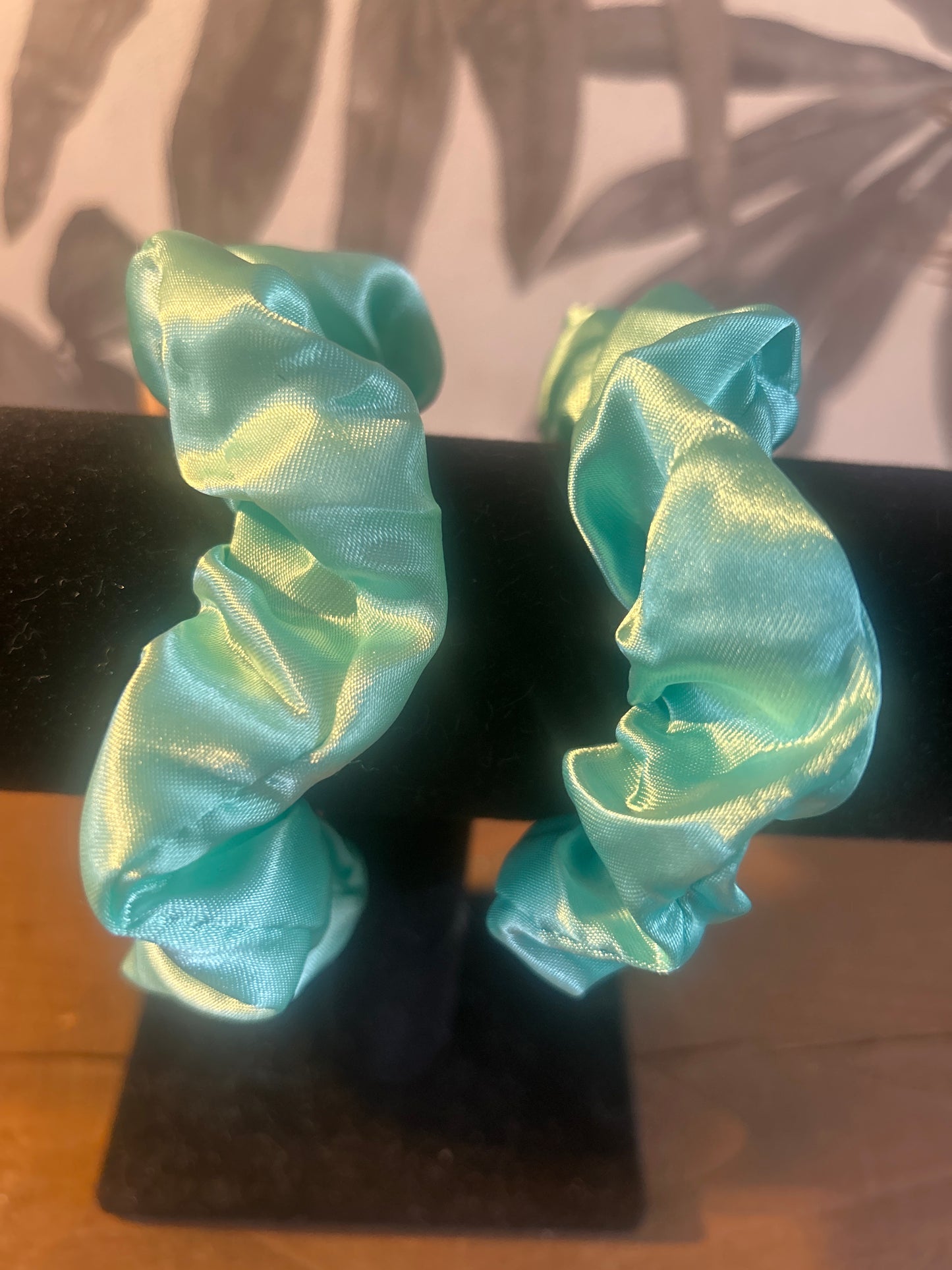 Green Satin Scrunchie