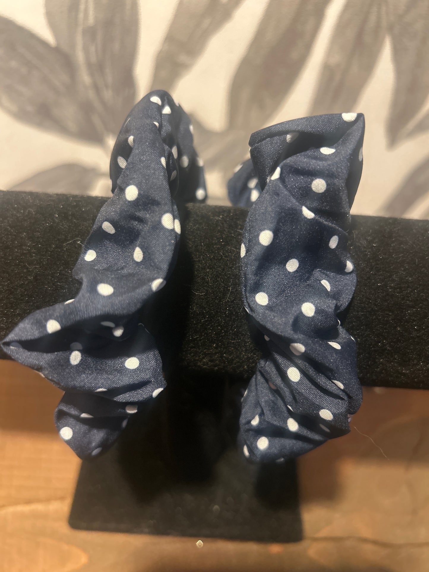 Navy & White Polka Dot Scrunchie