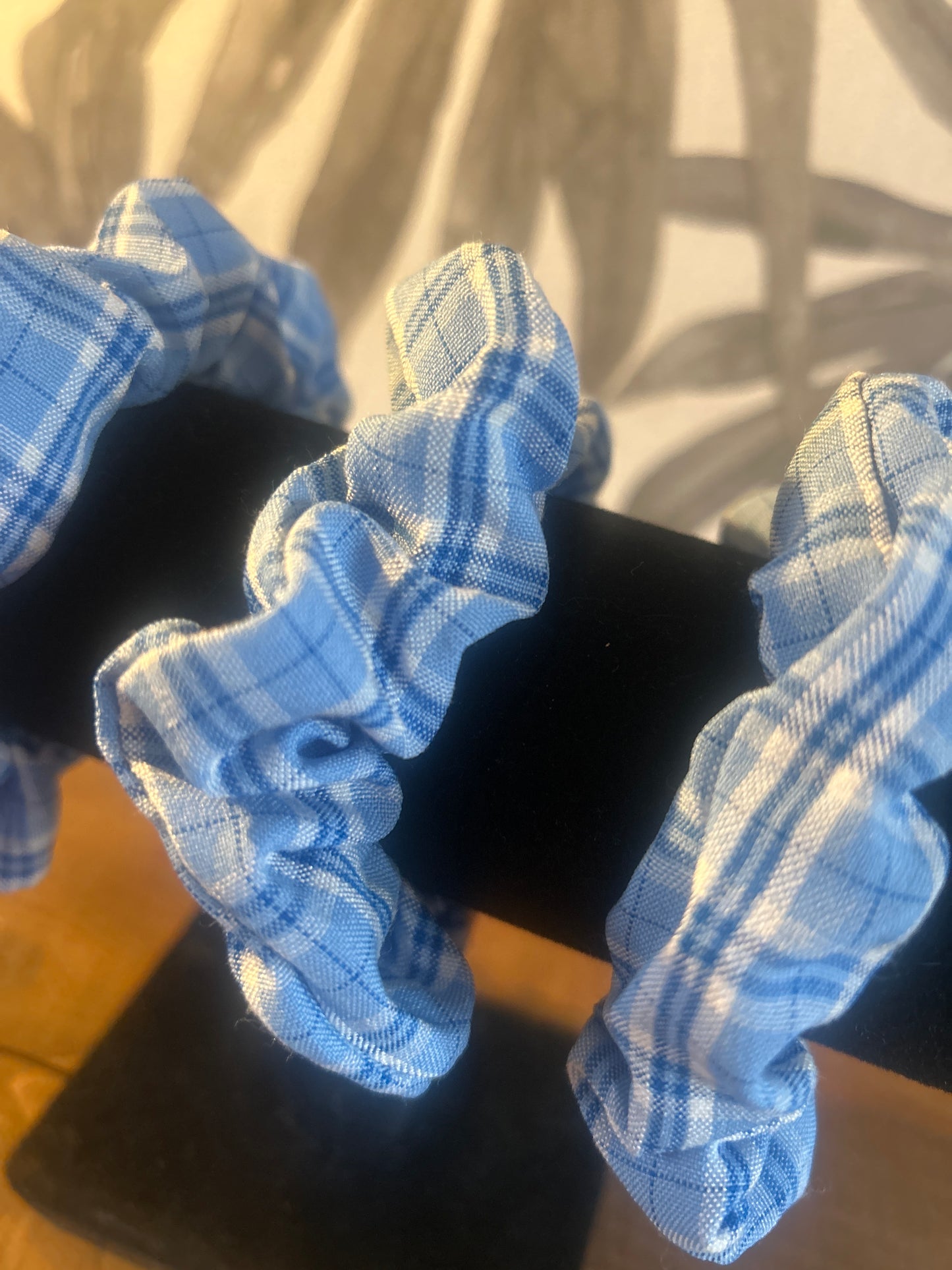Blue Checked Tartan Scrunchie