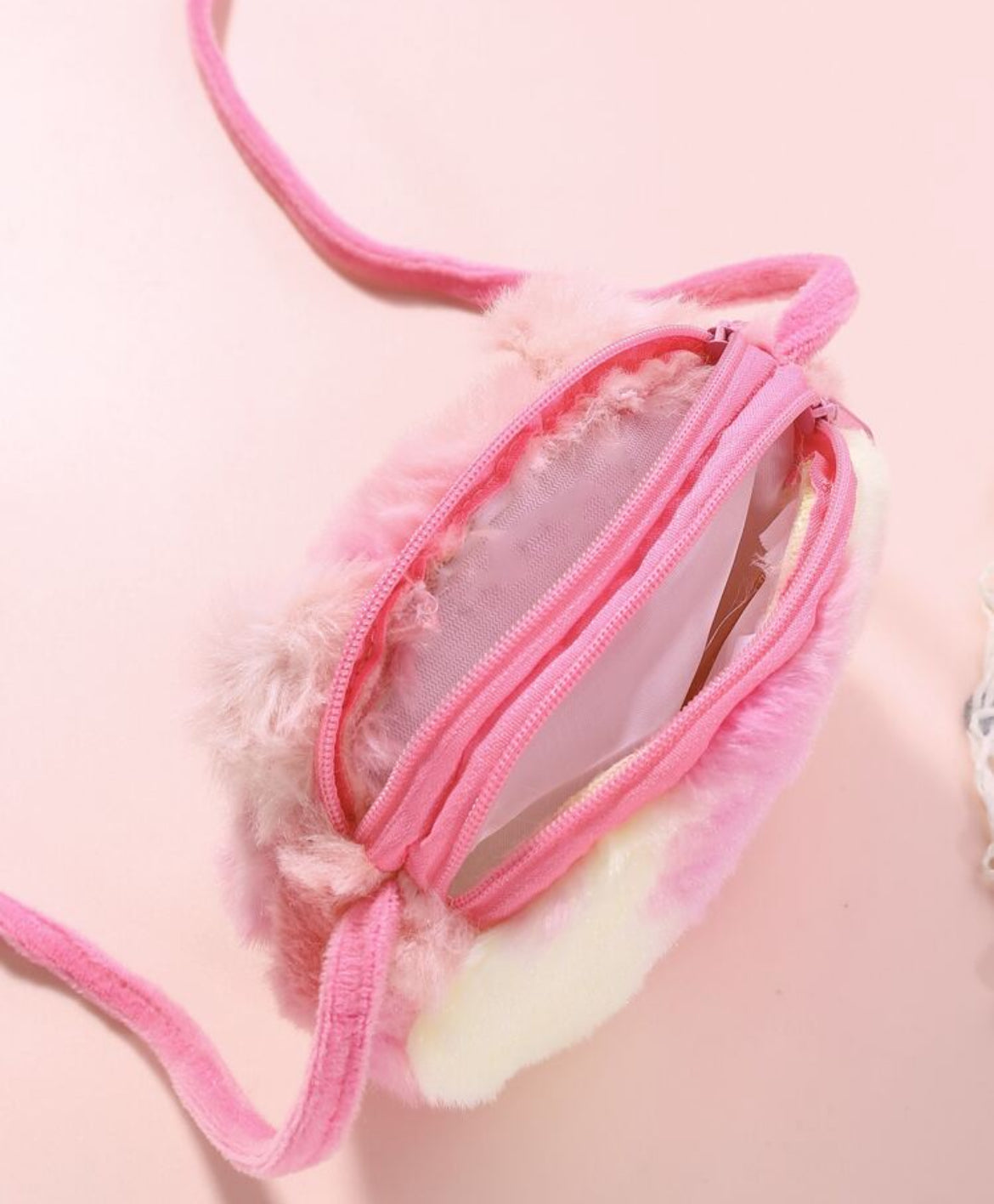 Kids Fluffy Pink Plush Cat Handbag