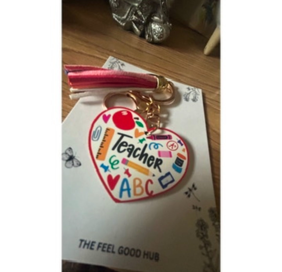 Teacher Heart Tassle Keyring