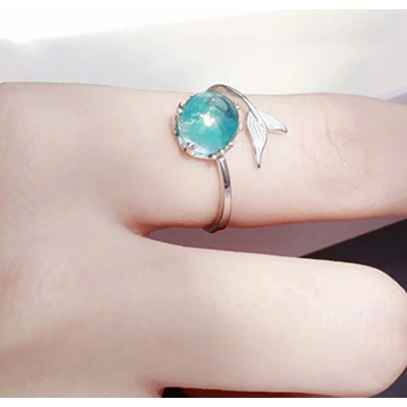 Mermaid Ring with Sea Crystal Stone