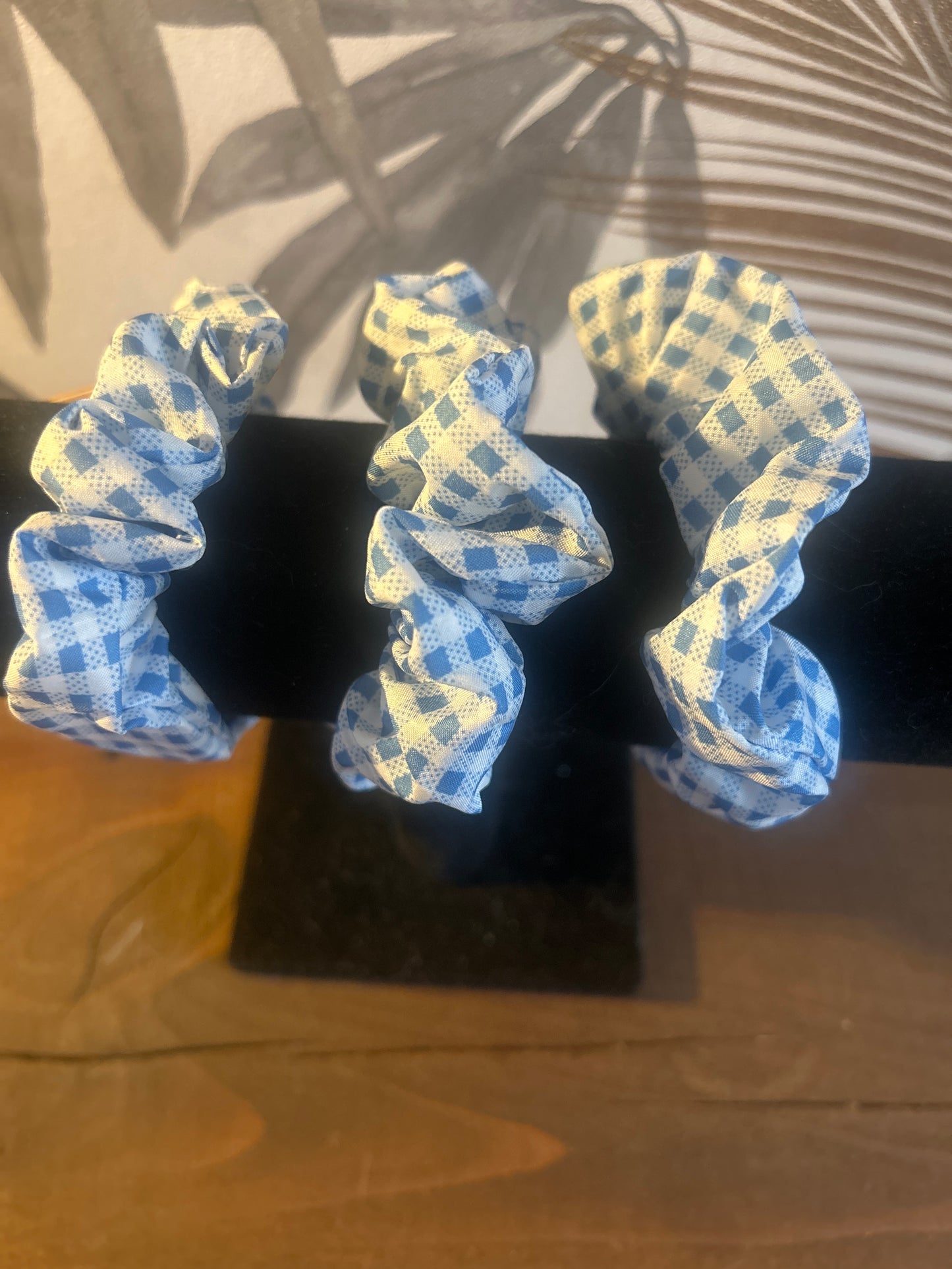 Blue Gingham Check Scrunchie