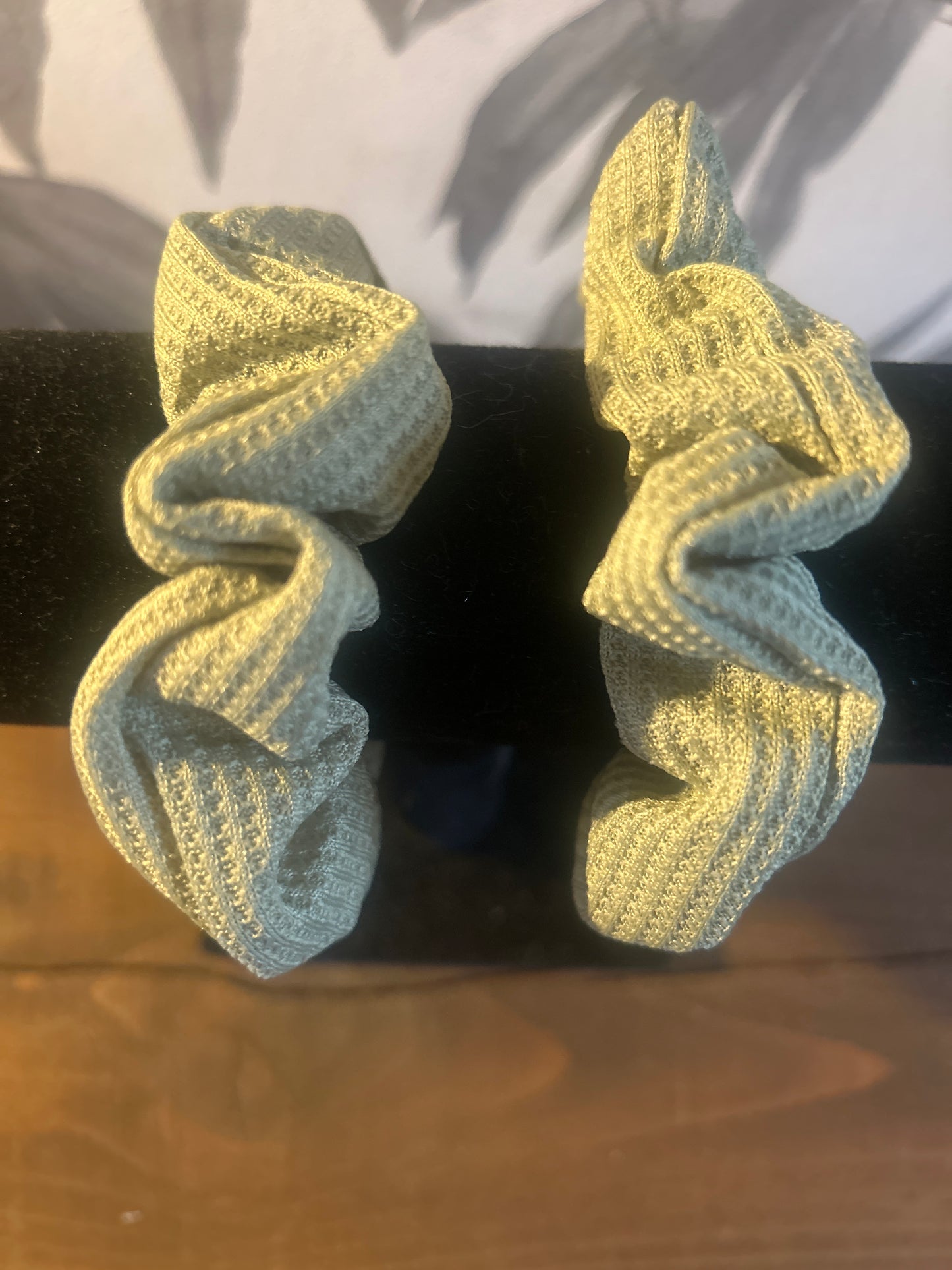Green Waffle Scrunchie
