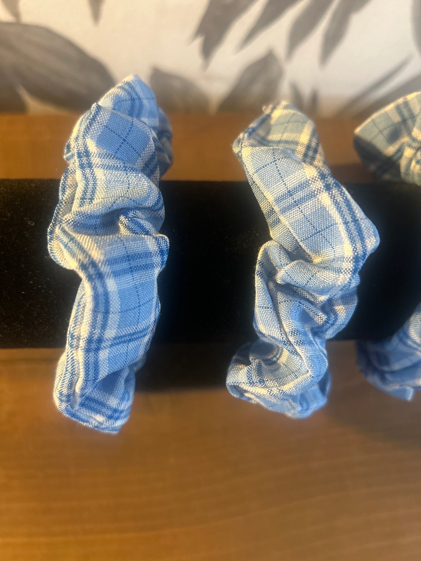 Blue Checked Tartan Scrunchie