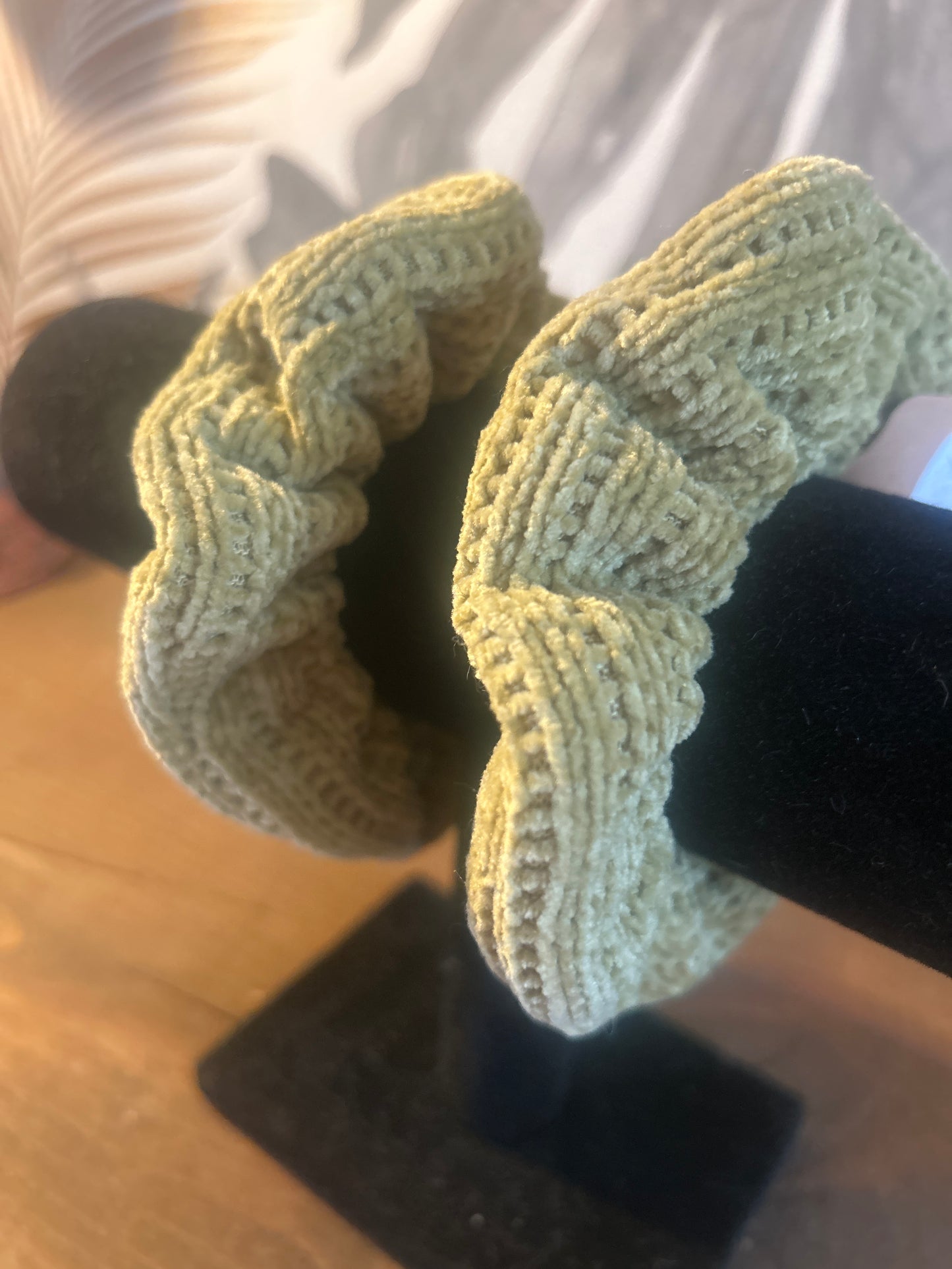 Olive Green Wool Scrunchie