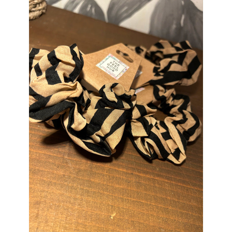 Brown Black Zebra Print Scrunchie