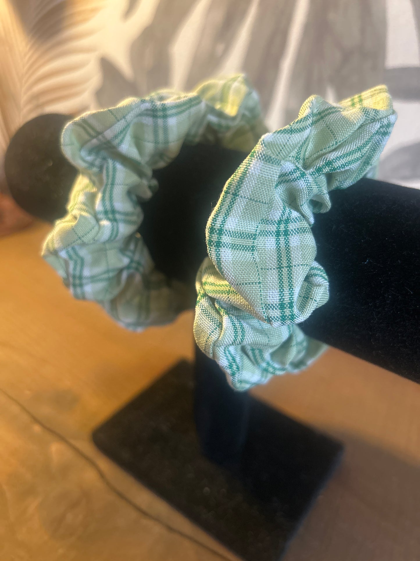 Green Checked Tartan Scrunchie