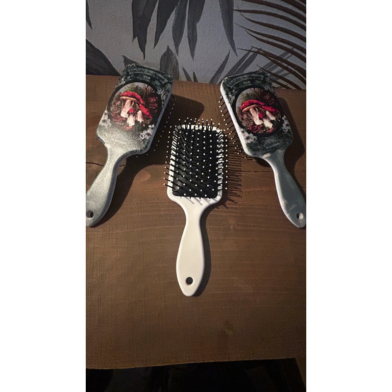 Green Mushroom Fairy Vibes Hair Brush