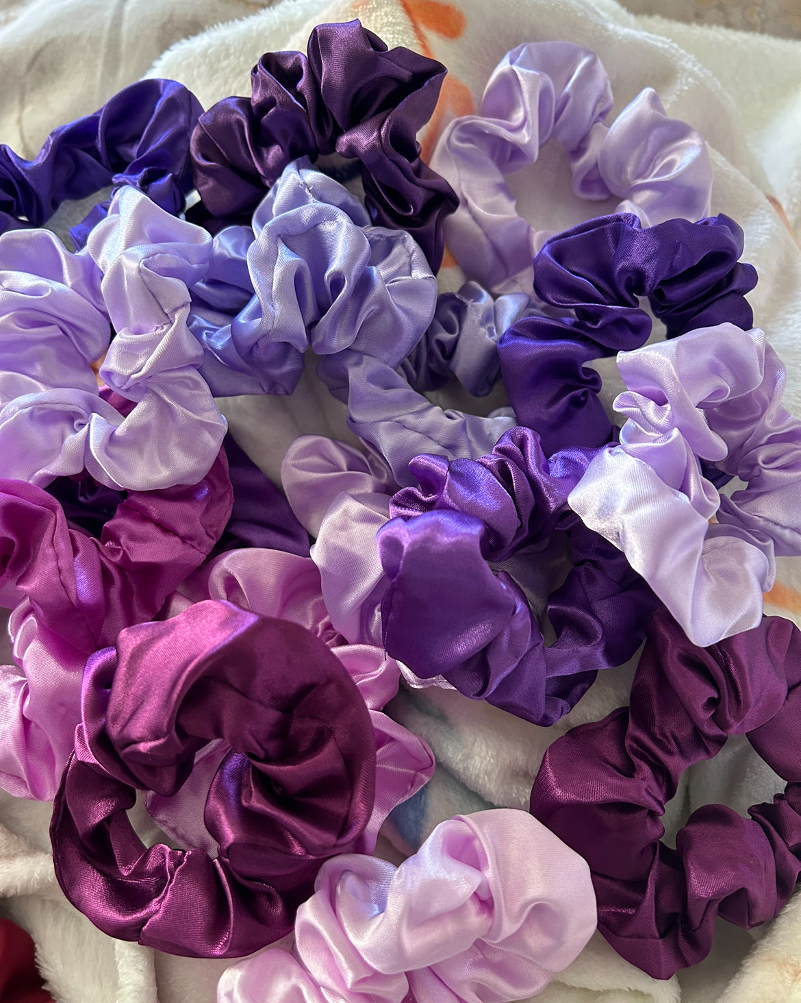 Purple Satin Scrunchies 3pk