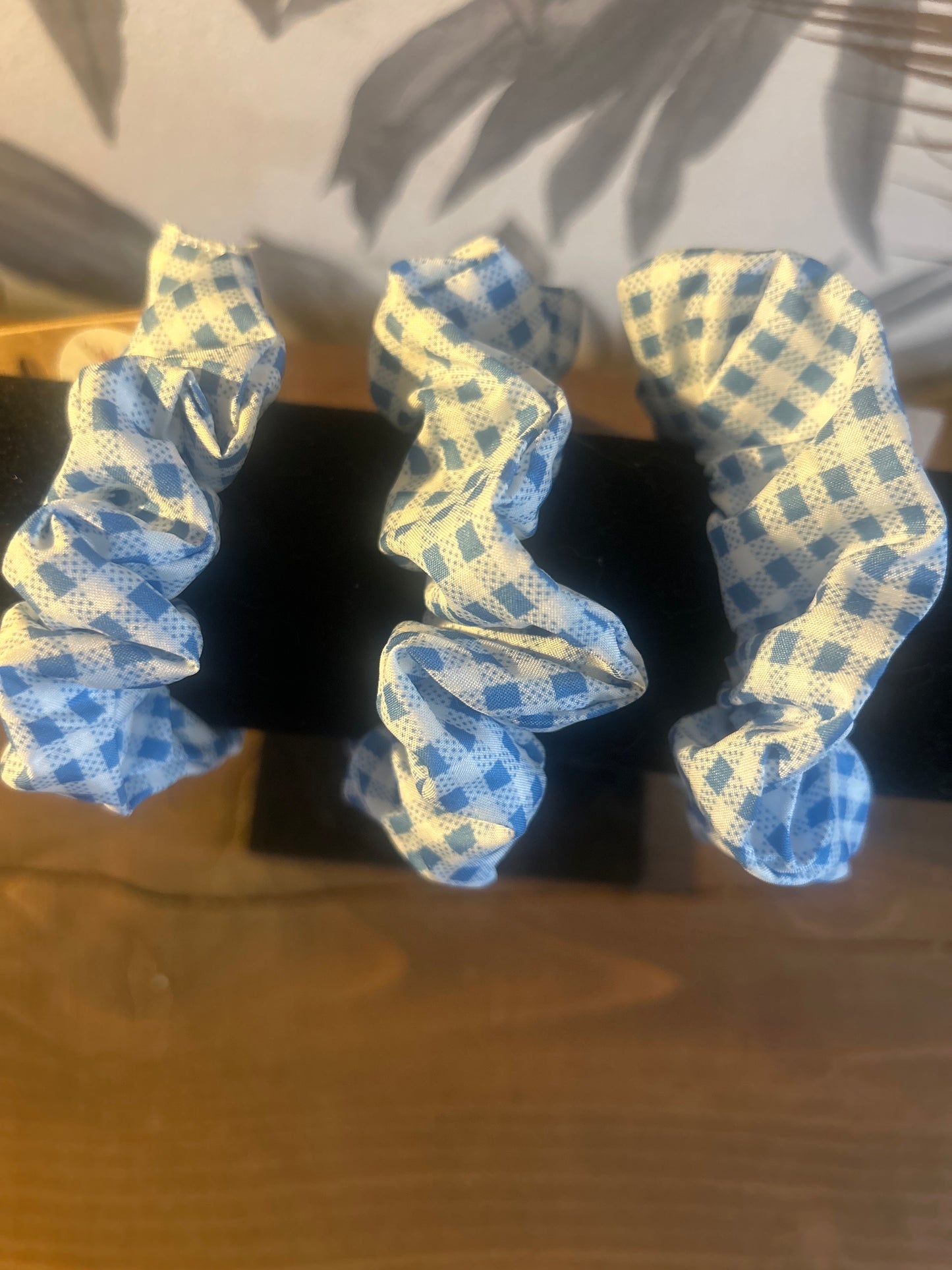 Blue Gingham Check Scrunchie