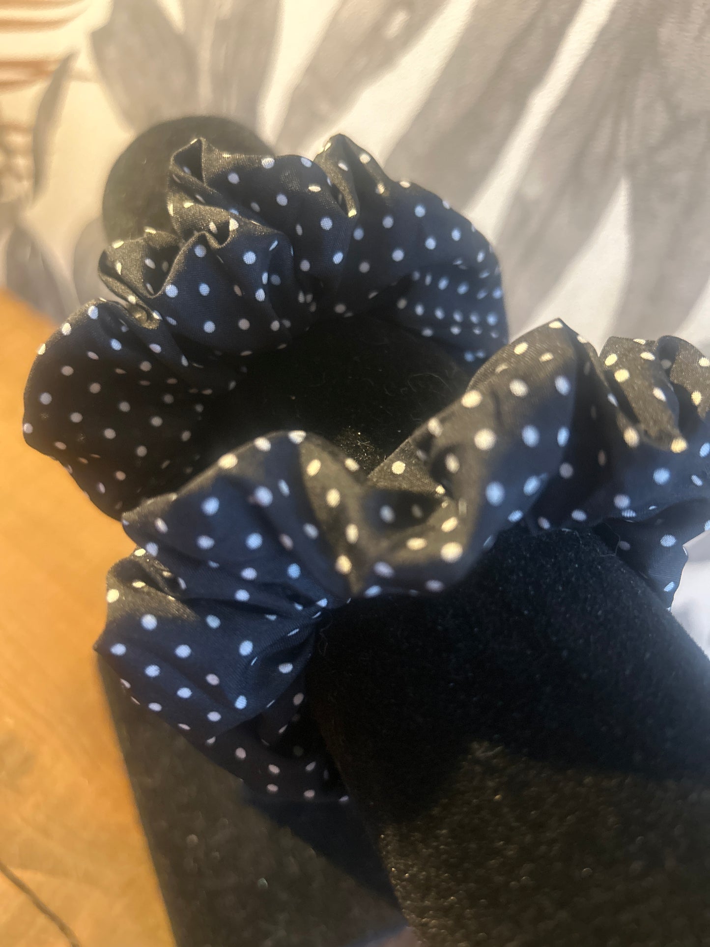 Black White Polka Dot Scrunchie