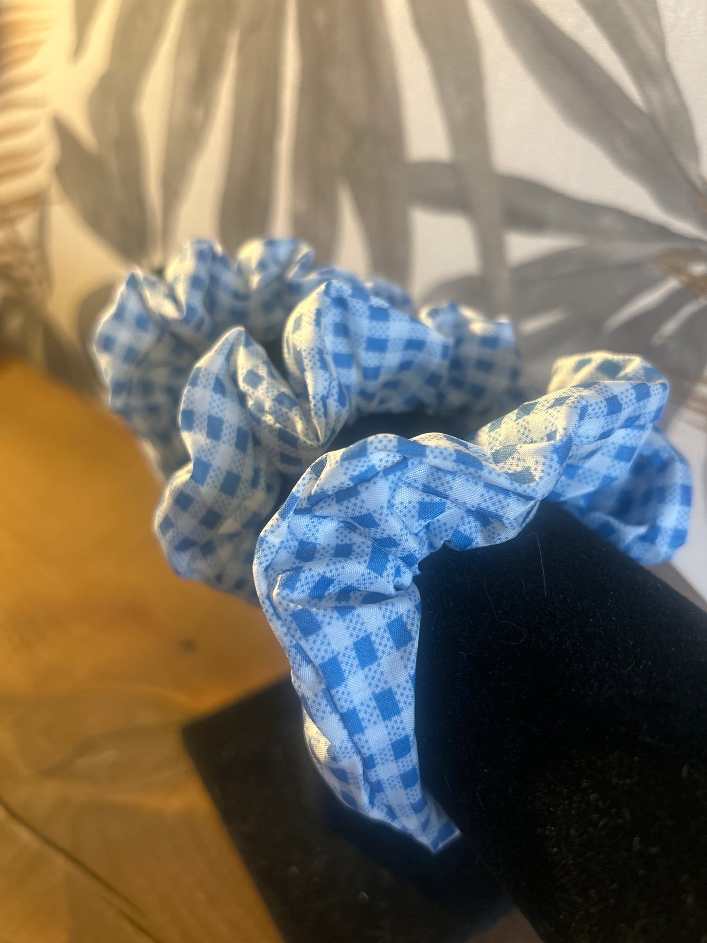 Blue Gingham Check Scrunchie