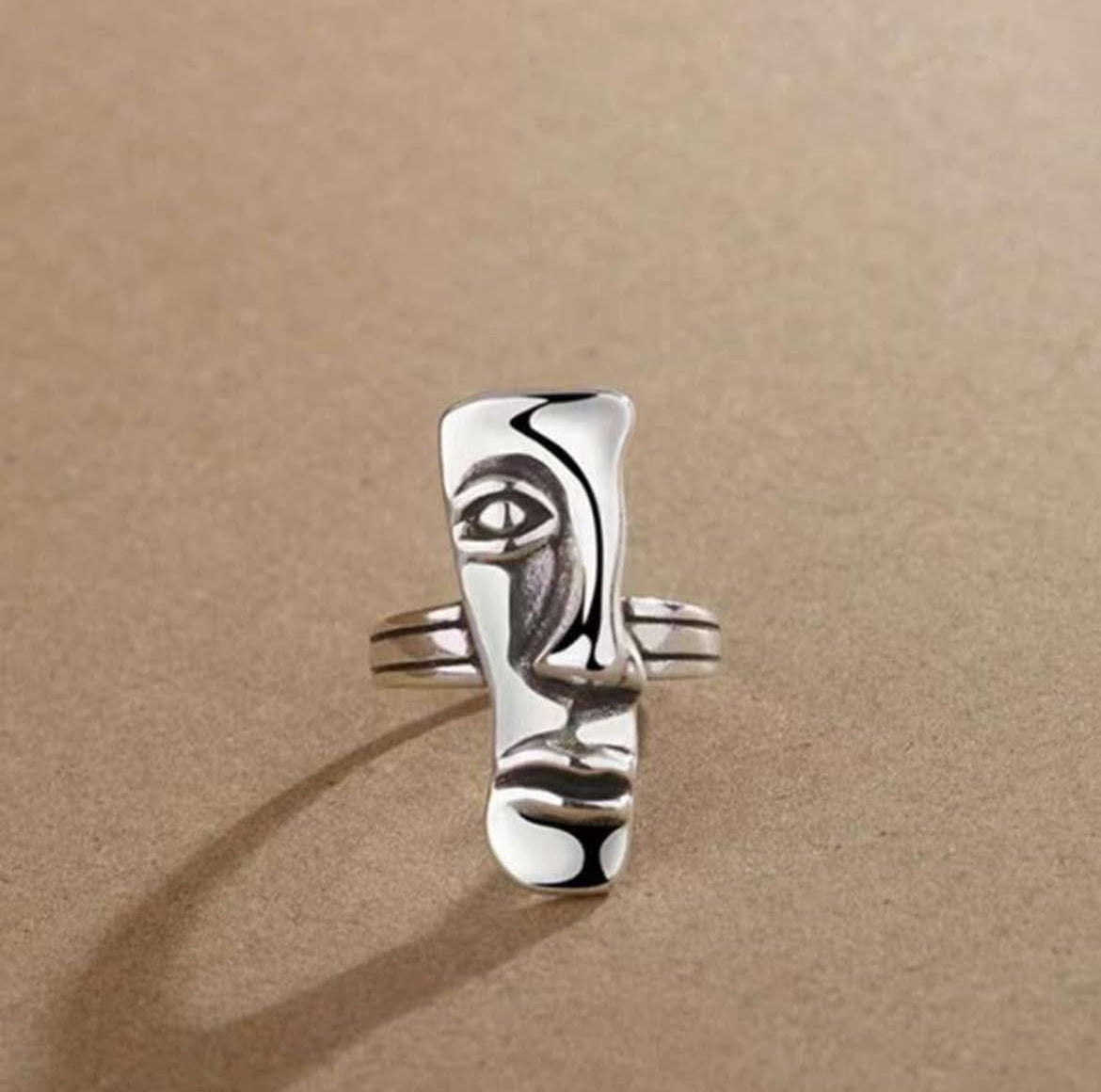 Abstract Moai Face Ring
