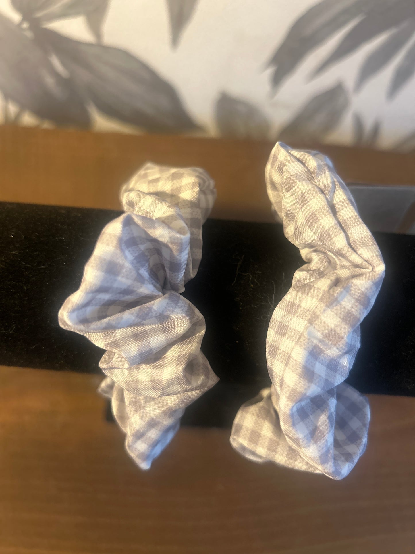 Grey Gingham Check Scrunchie