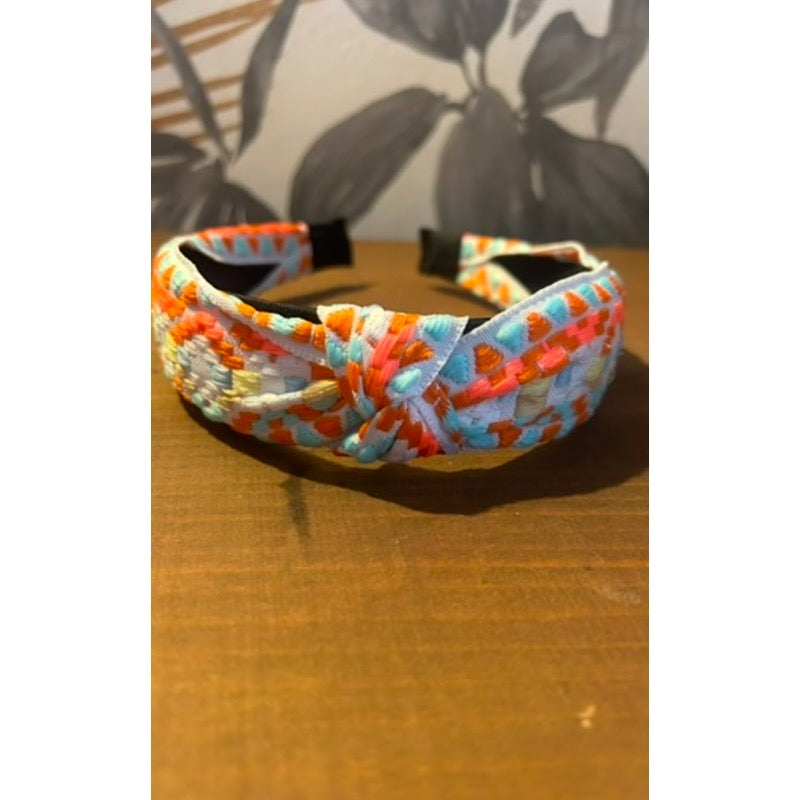 Aztec White Retro Headband