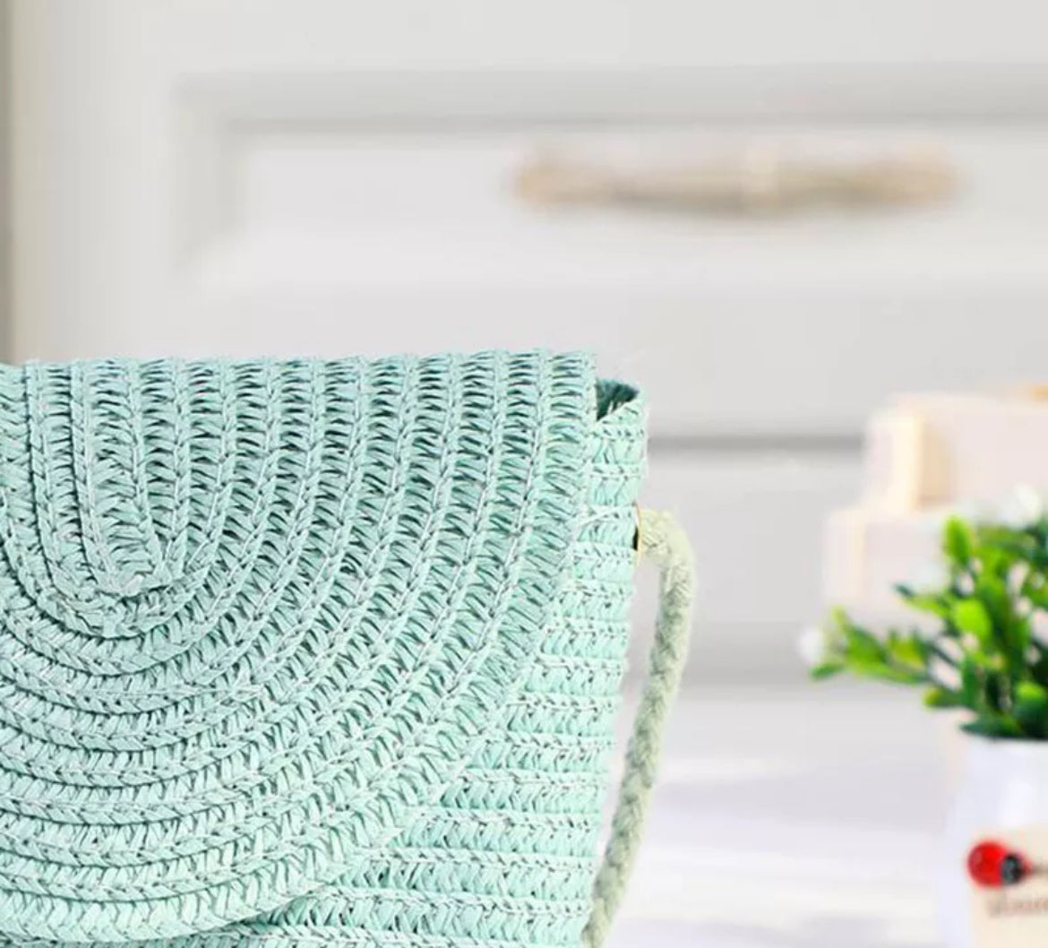 Kids Teal Straw Bag