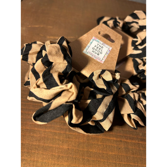 Brown Black Zebra Print Scrunchie