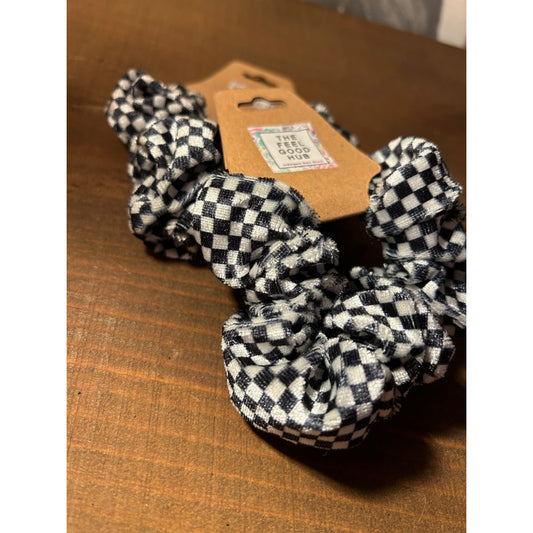 Black & White Chequered Scrunchie