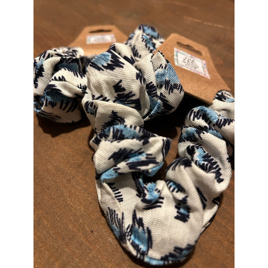 Blue Leopard Print Scrunchie